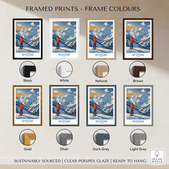 Framed Keystone Ski Print - Colorado in various frame colors including black, white, brown, and more.