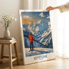 Keystone Ski Print - Colorado showcasing a skier against a beautiful mountain backdrop in Colorado.