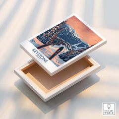 Keystone Wall Art -  Colorado Ski Poster displayed in a white box with a vibrant mountain landscape.