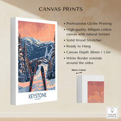 Keystone Wall Art - Colorado Ski Poster featuring a mountain landscape and skis, perfect for home decor.