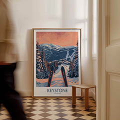 Keystone Wall Art -  Colorado Ski Poster showcasing a serene ski landscape in Colorado with skis in the foreground.