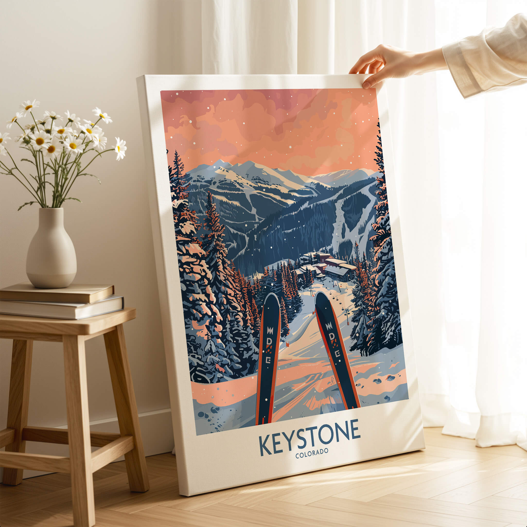 Keystone Wall Art - Colorado Ski Poster showcasing a scenic ski slope in Colorado mountains, perfect for enthusiasts.