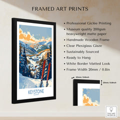 Keystone Wall Art Poster -  Colorado Ski Print framed with a black frame and detailed product features.