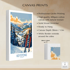Keystone Wall Art Poster - Colorado Ski Print displayed on high-quality canvas with natural texture.