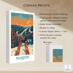 Killington Ski Print -  Vermont canvas print showcasing professional Giclée printing and mountain scenery.