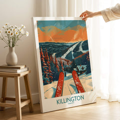 Killington Ski Print - Vermont showcasing a picturesque ski scene with vibrant colors and winter ambiance.