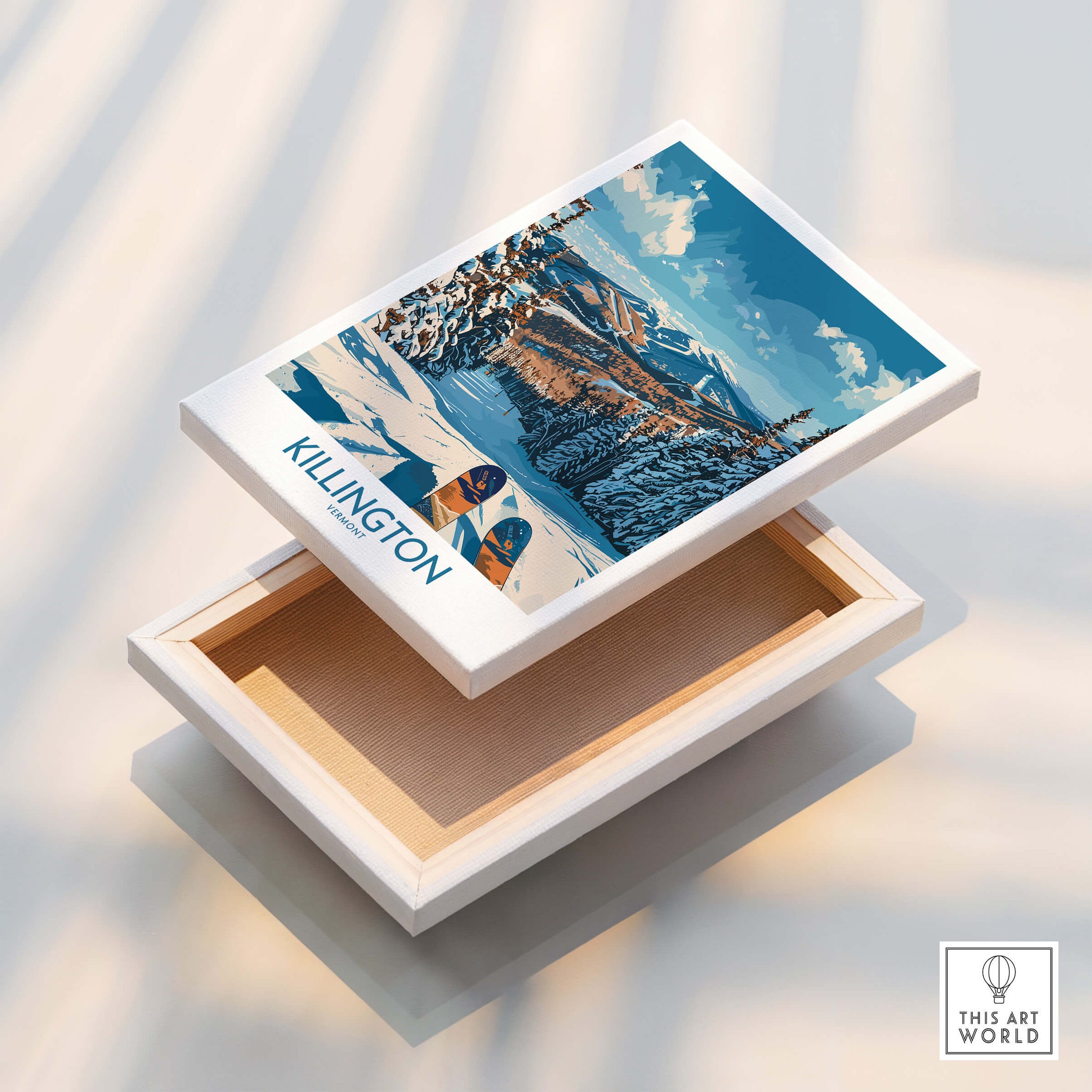 Killington Wall Art- Vermont Ski Print featuring a beautiful snow-covered landscape and vibrant colors.