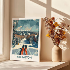 Killington Wall Art Poster featuring skis in a snowy landscape, perfect for winter decor.