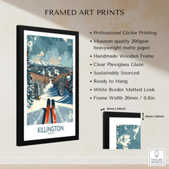 Killington Wall Art Poster showcasing a ski scene with a framed design, perfect for winter decor.