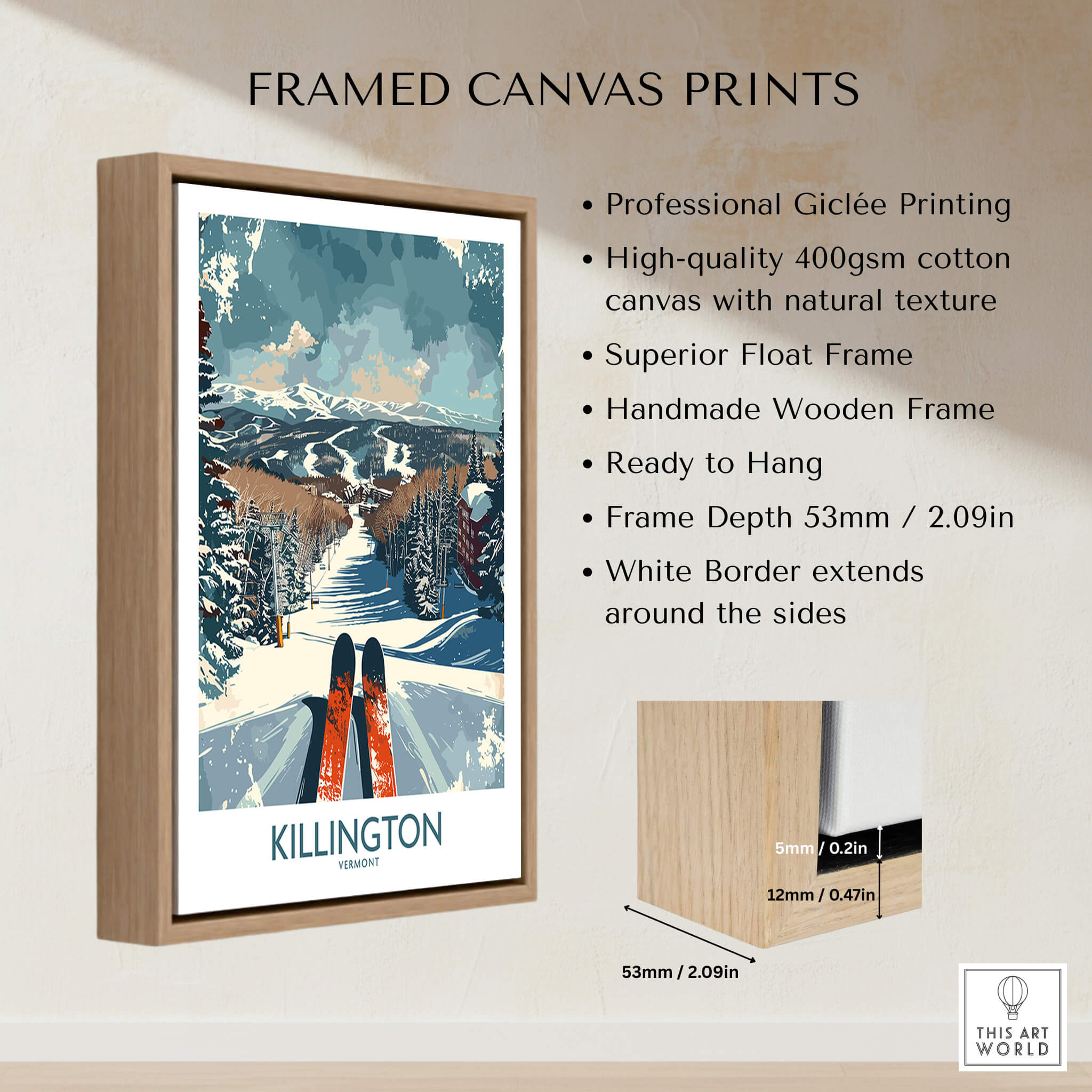Killington Wall Art Poster beautifully framed with professional Giclée printing and high-quality materials.