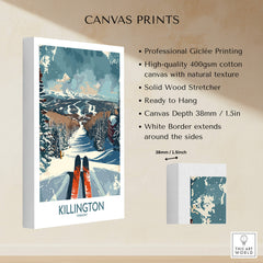 Killington Wall Art Poster showcasing professional Giclée printing and winter ski scenery, perfect for home decor.