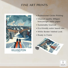 Killington Wall Art Poster featuring stunning ski scene with vibrant colors and professional Giclée printing.