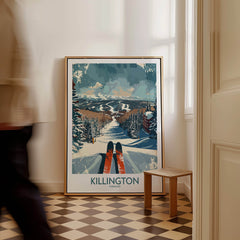 Killington Wall Art Poster featuring a scenic ski view and vibrant colors, perfect for winter decor.