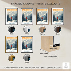 Killington Poster Vermont framed canvas options including black, white, natural, brown, gold, and silver frames.