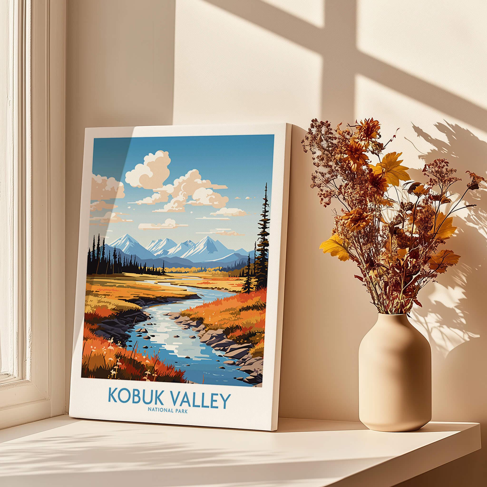 Kobuk Valley National Park print by window with dried flowers and soft natural shadows