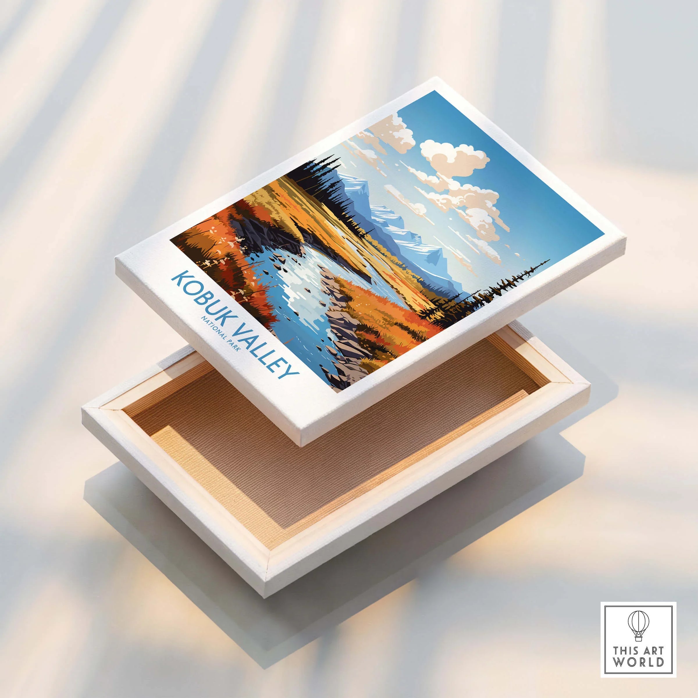 Kobuk Valley National Park canvas print with colorful landscape, floating frame detail