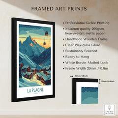 La Plagne Poster France framed art print featuring stunning mountain landscape and ski lift.