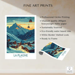 La Plagne Poster France showcasing a stunning winter landscape of the French Alps, perfect for home decor.