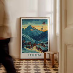 La Plagne Poster France showcasing the picturesque landscape of La Plagne in the French Alps, enhancing home decor.