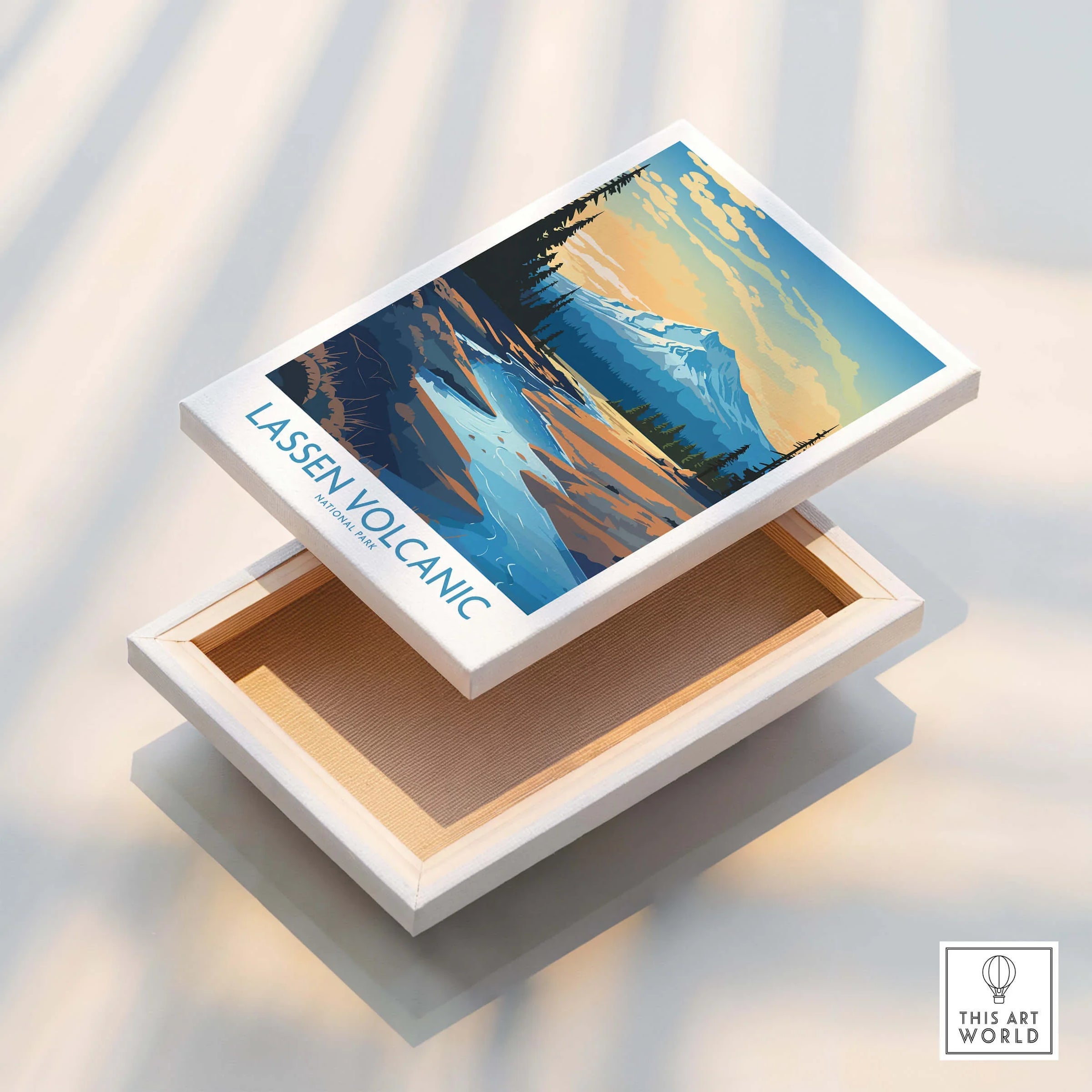 Lassen Volcanic National Park stretched canvas print with mountain landscape art.