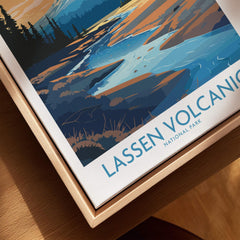 Lassen Volcanic National Park wall art close-up in natural wood floating frame