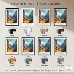 Lauterbrunnen Wall Art framed prints in various colors including black, white, natural, and brown.