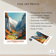 Lauterbrunnen Wall Art showcasing vibrant Swiss Alps scenery, perfect for home decor and travel memories.