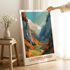 Lauterbrunnen Wall Art showcasing the Swiss Alps in vibrant colors, perfect for home decor.