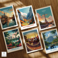 Lauterbrunnen Wall Art featuring stunning scenery from the Swiss Alps among other travel posters.