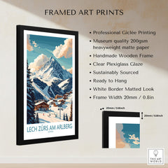 Lech Zürs am Arlberg Ski Poster framed print with professional giclée printing and clear plexiglass glaze.