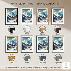 Framed prints in different colors featuring Lech Zürs am Arlberg Ski Poster for your home decor.