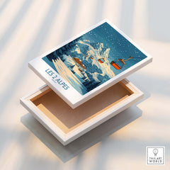 Les 2 Alpes Ski Poster featuring snowy mountains and ski lifts, perfect for ski enthusiasts.