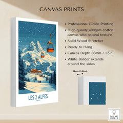 Les 2 Alpes Ski Poster showcasing a snowy mountain scene with ski lifts and vibrant colors.