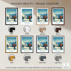 Framed prints of Les 2 Alpes Poster France in various frame colors including black, white, natural, and brown.