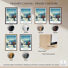 Framed canvas options for Les 2 Alpes Poster France in various frame colors.
