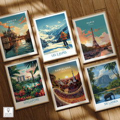 Les 2 Alpes Poster France showcasing stunning mountain views and ski adventure in vibrant art.