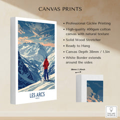 Les Arcs Ski Print -  France canvas print featuring a skier in the mountains, high-quality Giclée print.
