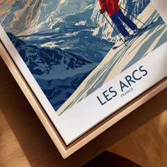 Les Arcs Ski Print -  France showcasing a skier in the beautiful mountains, perfect for any home or office decor.