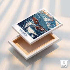 Les Arcs Poster France displayed on a stylish box showcasing the beautiful ski landscape of Les Arcs.