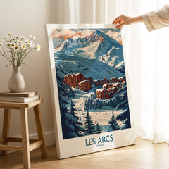 Les Arcs Poster France showcasing stunning ski landscape and vibrant colors, perfect for skiing enthusiasts.