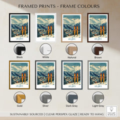 Framed prints of Les Arcs Wall Art - France with frame colors including black, white, natural, brown, gold, silver, dark grey, and light grey.