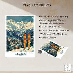 Les Arcs Wall Art -  France vibrant ski poster showcasing the beauty of Les Arcs ski resort.