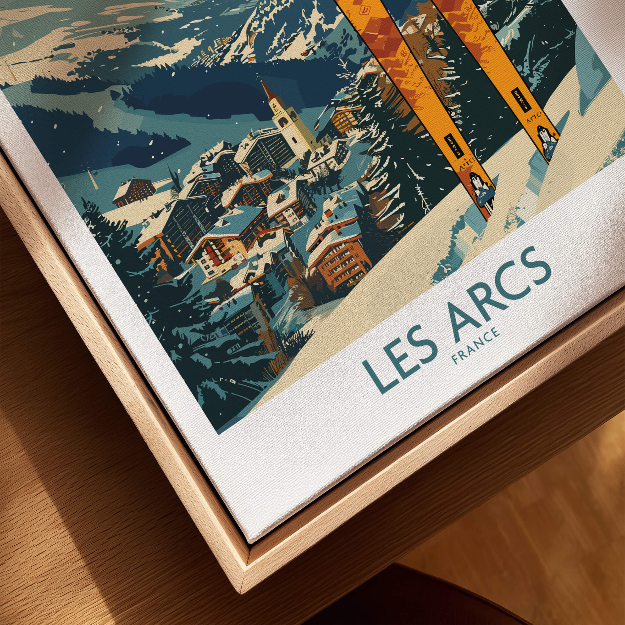 Les Arcs Wall Art - France featuring a vibrant ski poster design of the French ski resort.
