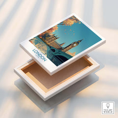 London Big Ben Wall Art | Modern Style displayed on a chic art box, showcasing vibrant colors of England.