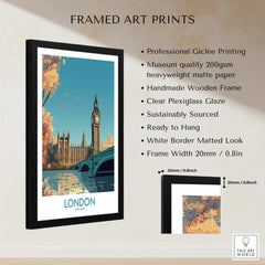 London Big Ben Wall Art | Modern Style framed art print with Giclée quality and plexiglass glaze.