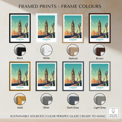 Framed London Wall Art | Modern Style in various frame colors including black, white, natural, and brown.