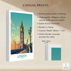 London Wall Art | Modern Style canvas print featuring Big Ben with a white border, ready to hang.