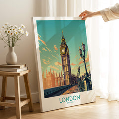 London Wall Art | Modern Style featuring Big Ben and iconic London skyline in vibrant colors.