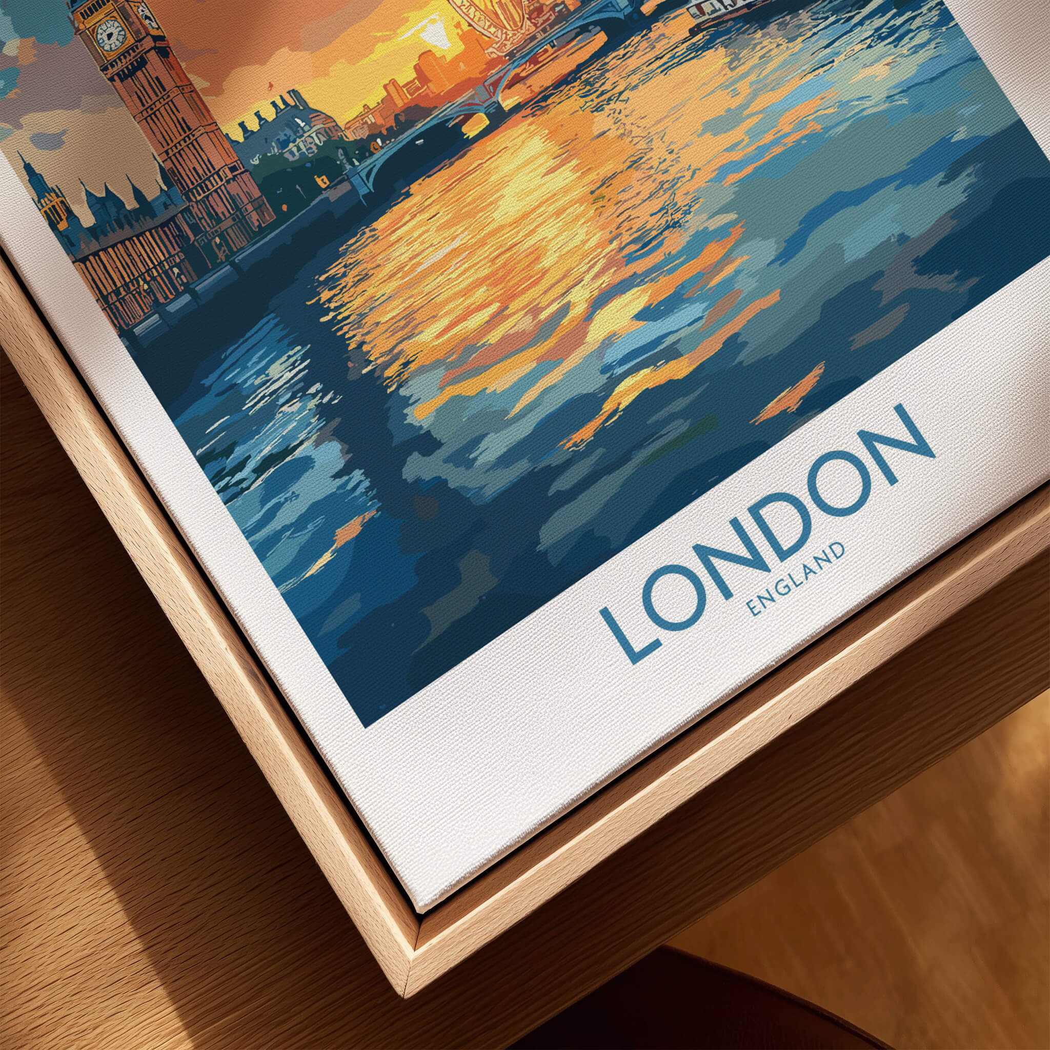 London England Print | River Thames Wall Art Poster featuring sunset reflections over River Thames.
