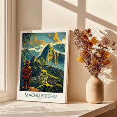 Machu Picchu Travel Poster showcasing the ancient Incan city in vibrant colors and stunning detail.